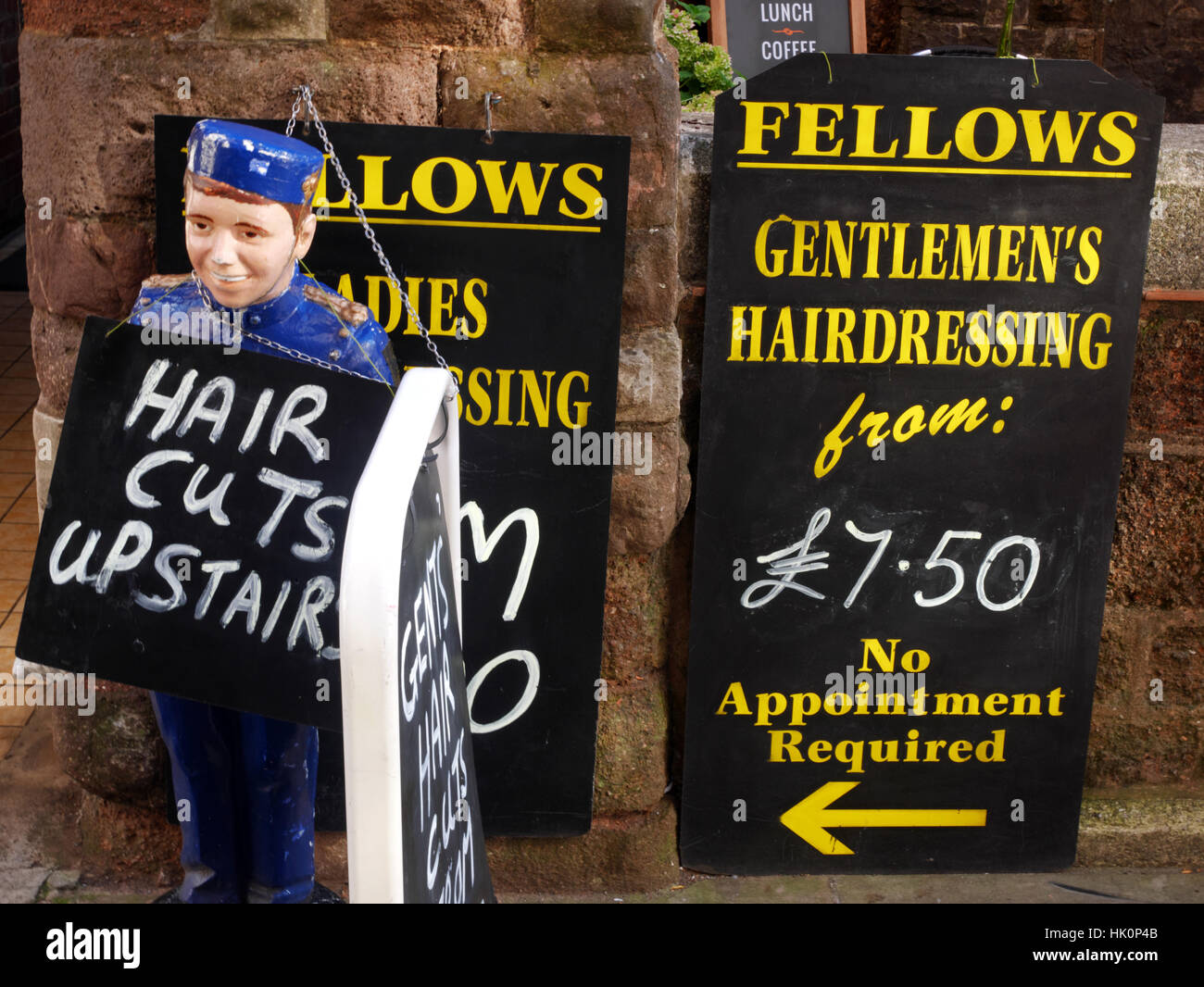 Barbers Zeichen, Catherine Street, Exeter, Devon. Stockfoto