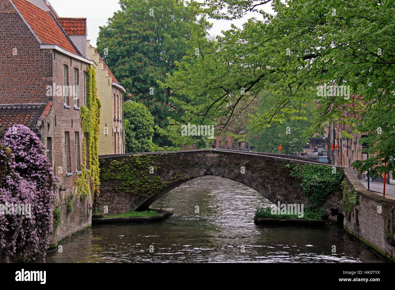 Brücke, Altstadt, Kanal, Flandern, Brügge, historische, Brücke, Altstadt, Stockfoto