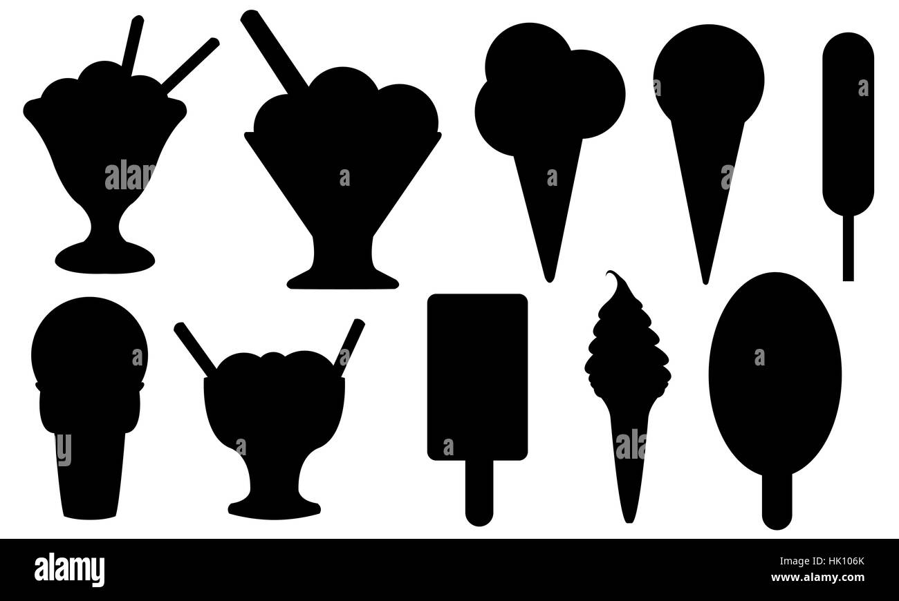 Silhouette ice cream cone sweet Fotos und Bildmaterial in hoher