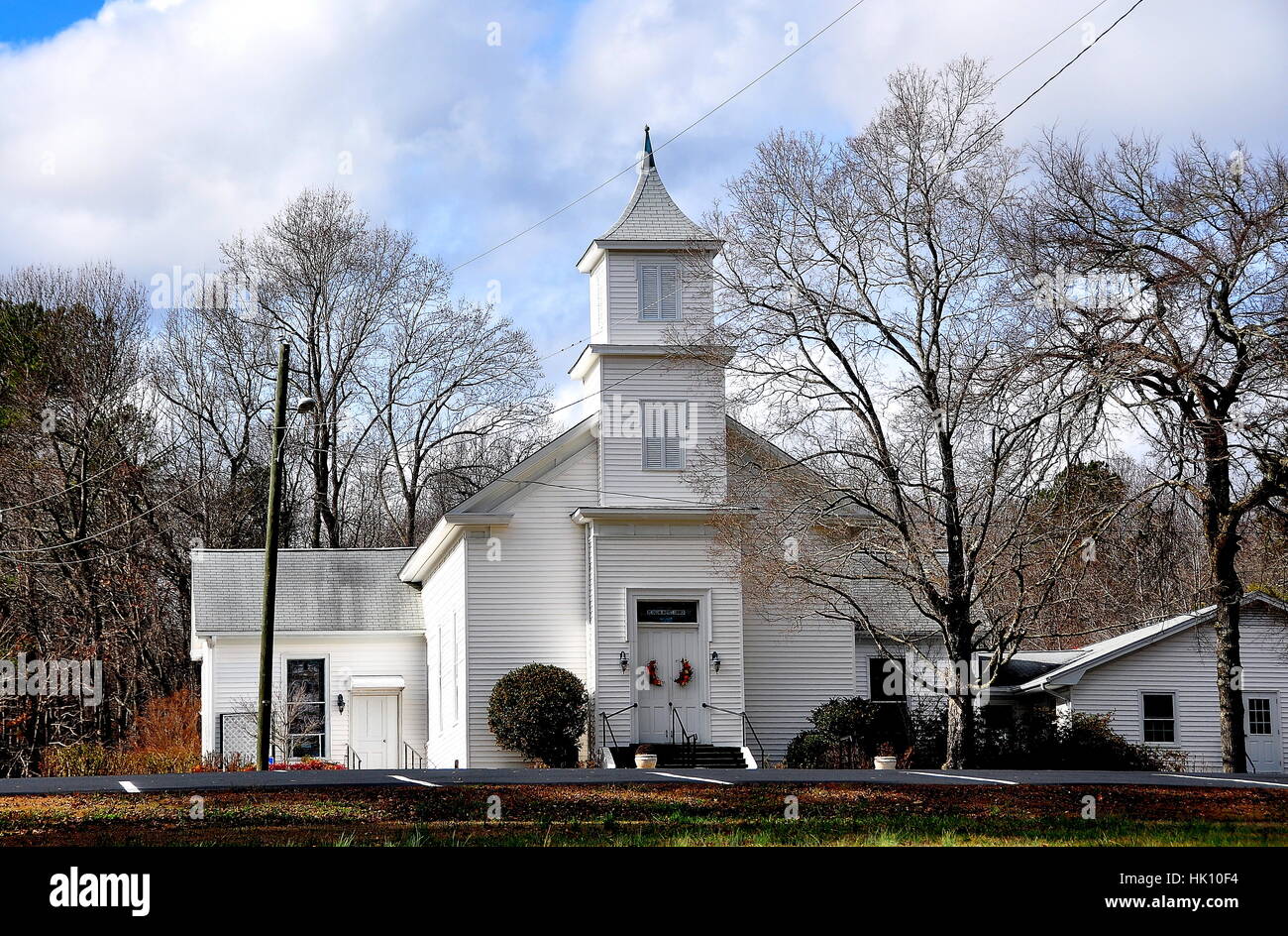 Pittsboro, North Carolina - 23. Januar 2017: Mount Gilead Baptist Church, einer ländlichen Haus der Anbetung auf Mount Gilead Church Road Stockfoto