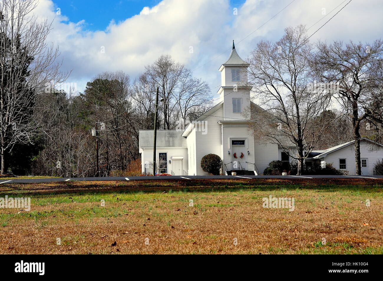 Pittsboro, North Carolina - 23. Januar 2017: Mount Gilead Baptist Church, einer ländlichen Haus der Anbetung auf Mount Gilead Church Road Stockfoto