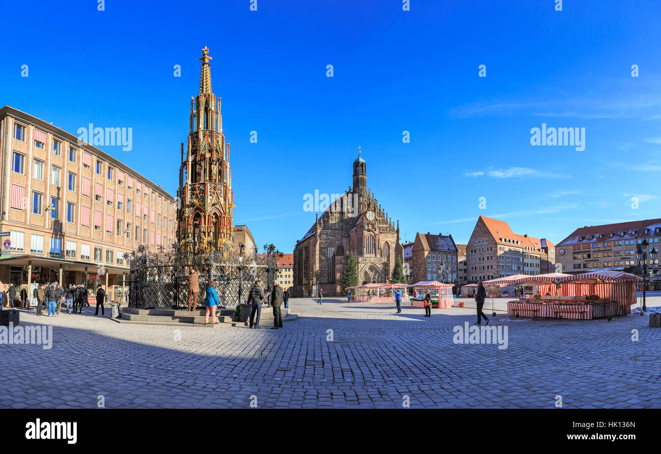 Nürnberg, Deutschland - ca. Oktober 2016: Der Nürnberger Hauptmarkt in Nürnberg Stadt, Deutschland Stockfoto