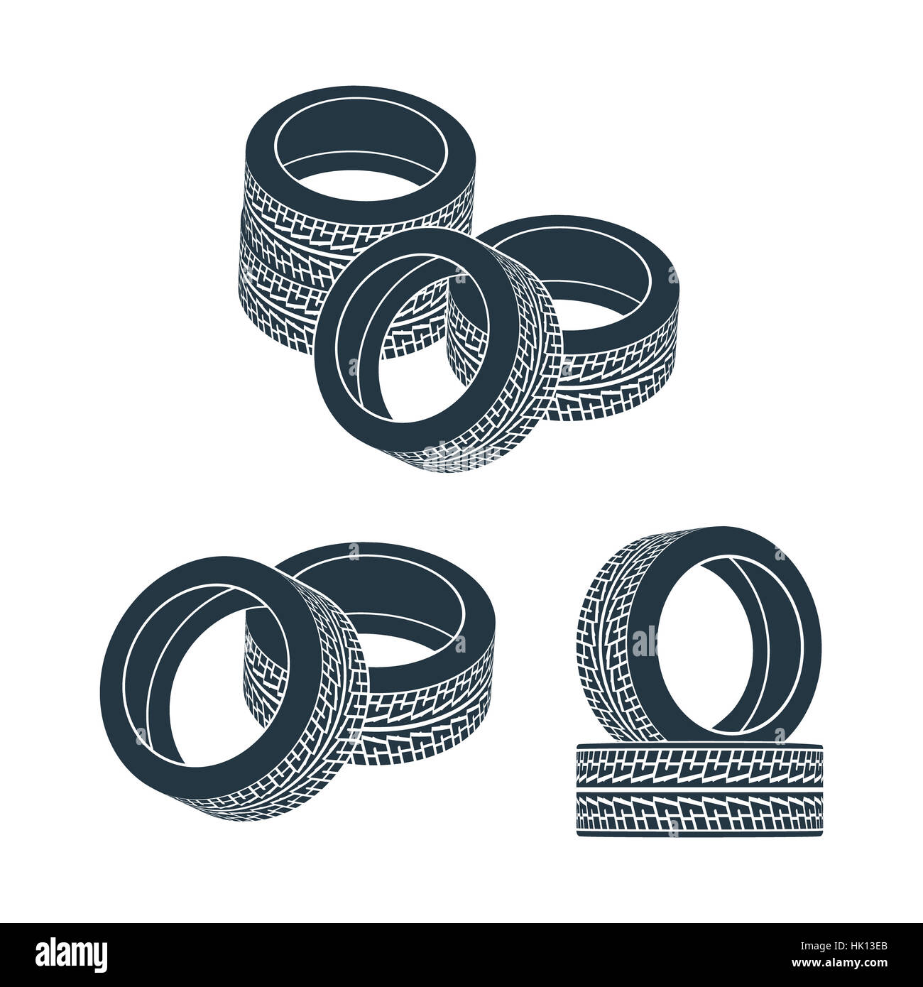 Räder für Pkw mit einem Reifenprofil. Foto-Illustration. Stockfoto