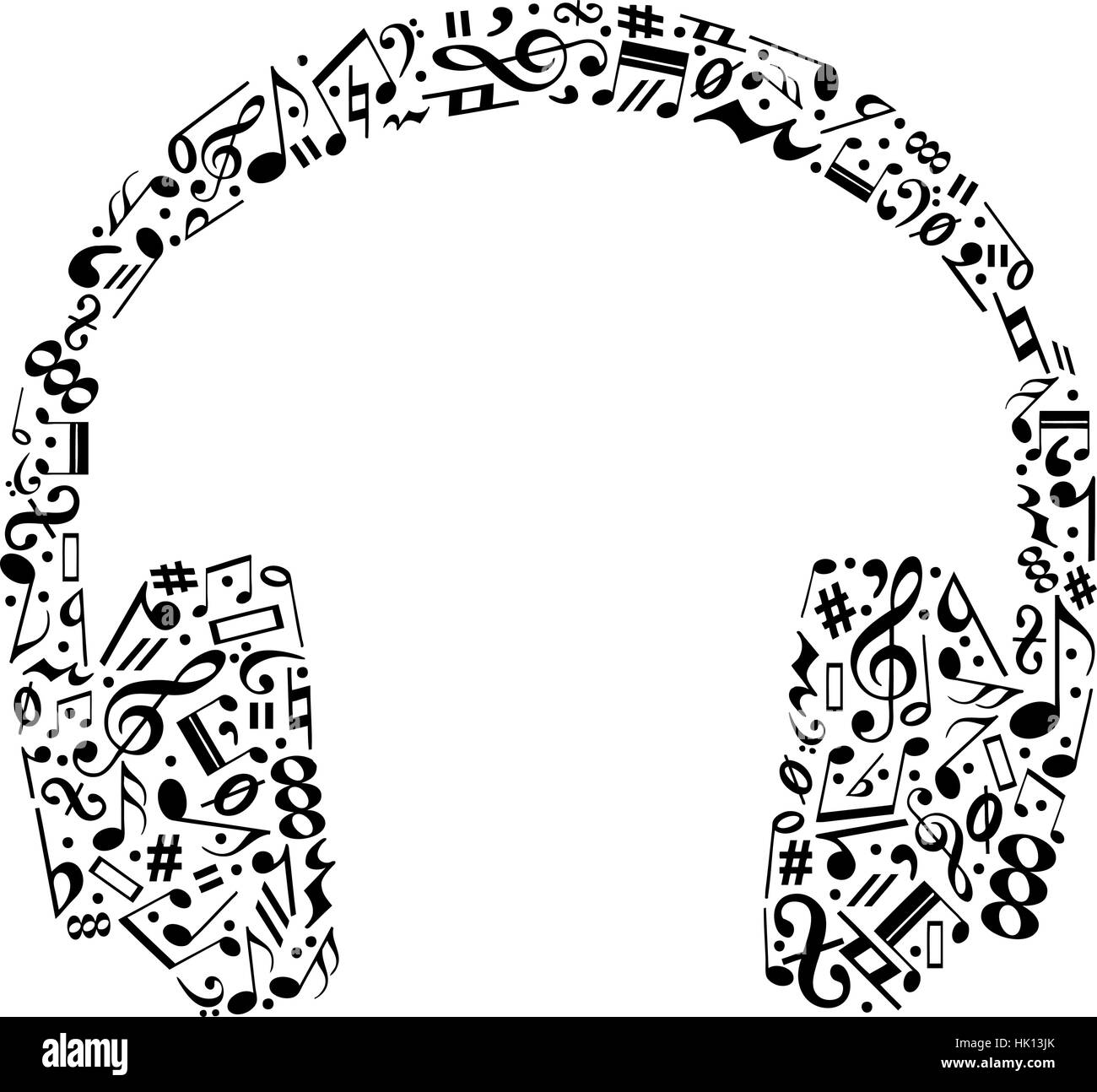 Silhouette der Kopfhörer gemacht von Musiknoten Stock Vektor