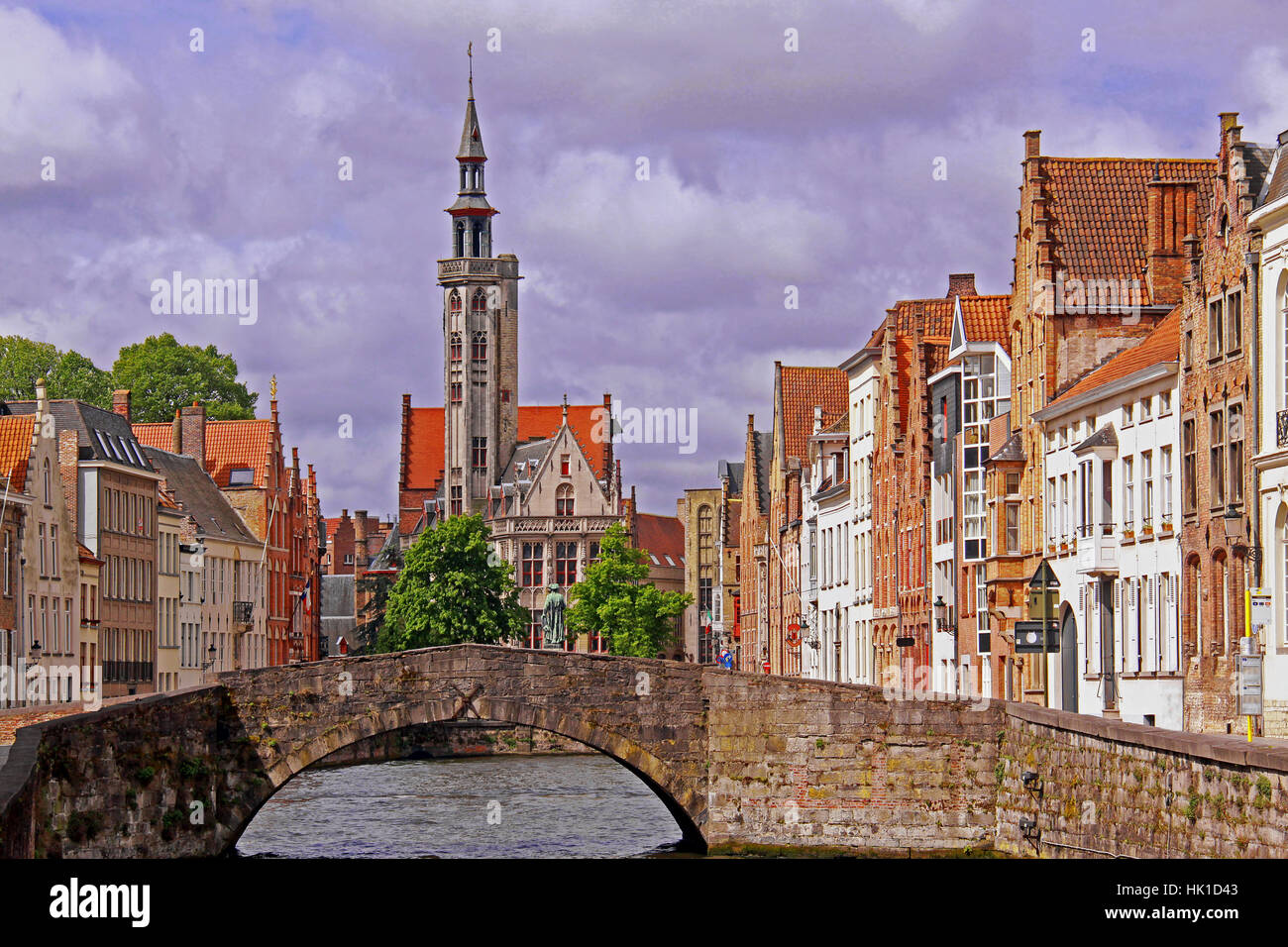 Brücke, Altstadt, Flandern, Brügge, historische, Brücke, Altstadt, Kanal, Stockfoto