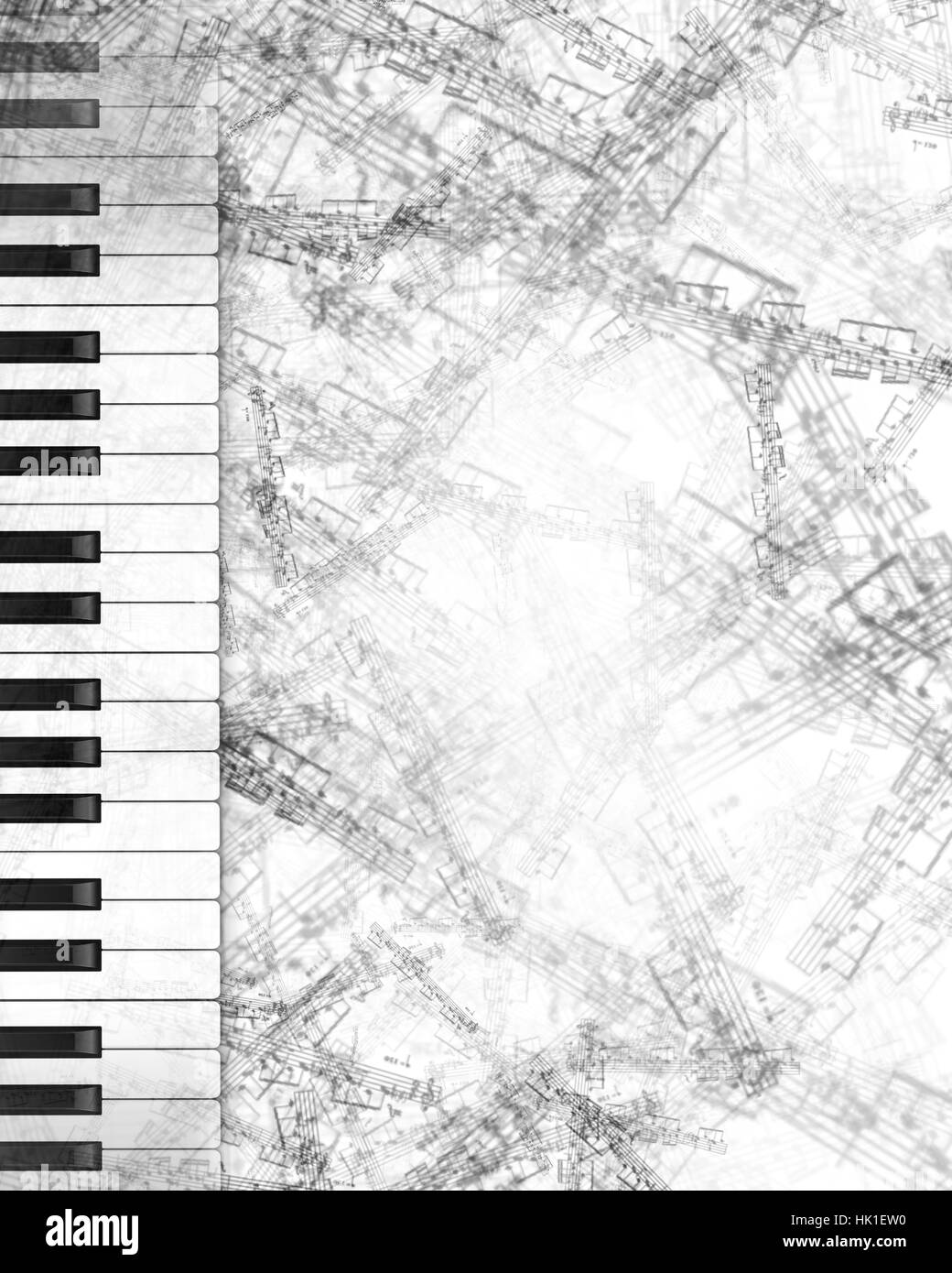 Konzeptbild von Titelmusik mit Schlüsseln und Notizen Stockfoto