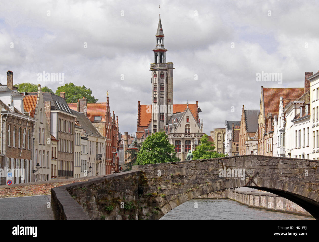 Koningsbrug und Poortersloge in Brügge Stockfoto