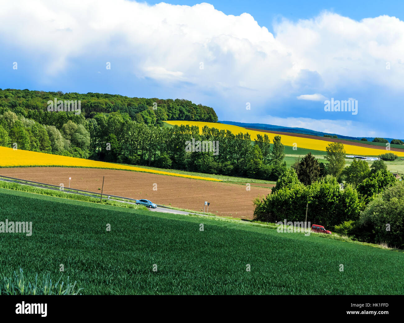 idyllische Landschaft, Hessen im Frühjahr Stockfoto
