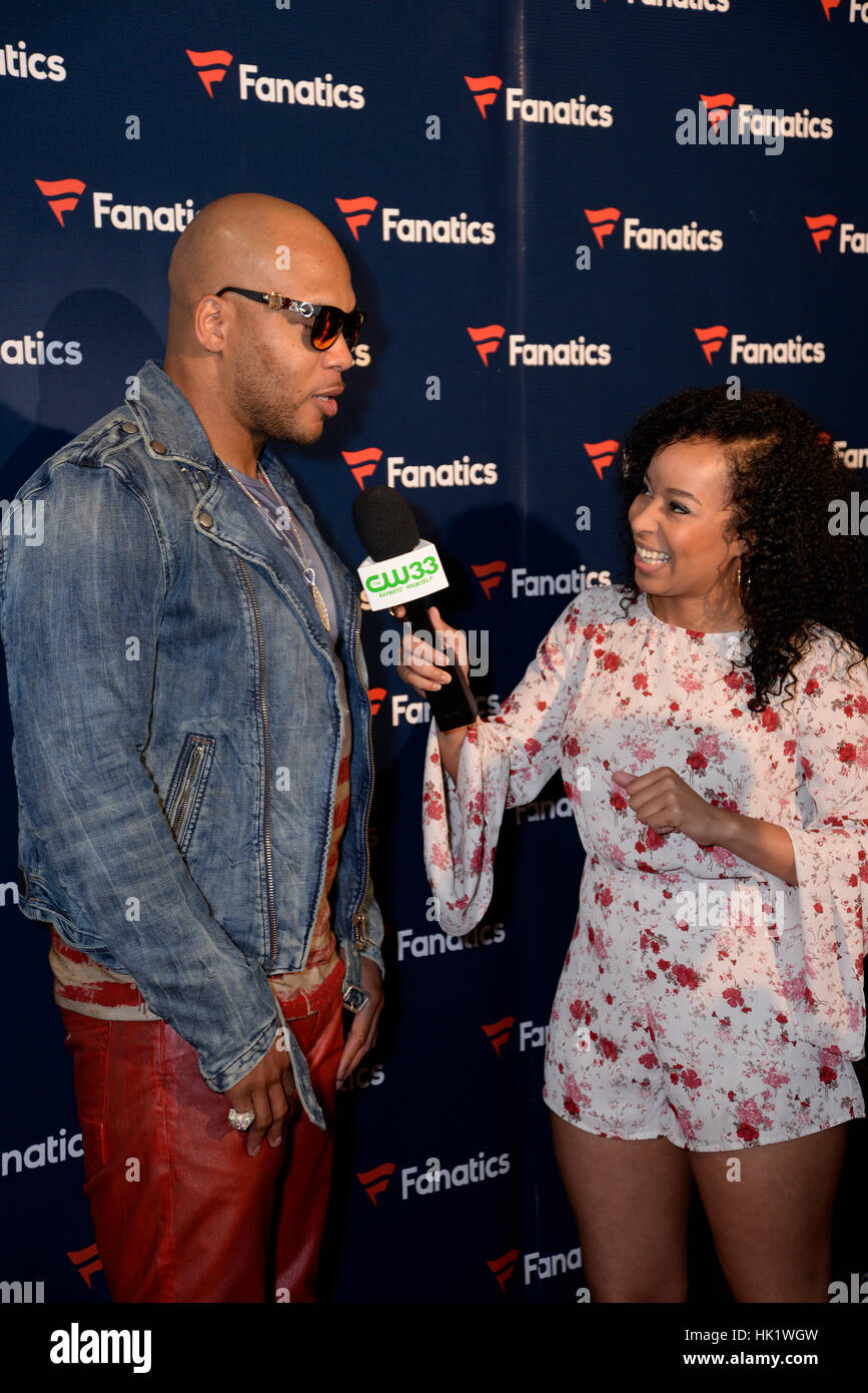 Houston, USA. 4. Februar 2017. Flo Rida bei der Fanatiker Super Bowl Party im Ballsaal im Bayou Place in Houston, Texas. Bildnachweis: Zeusfloreus/Medien Punch/Alamy Live-Nachrichten Stockfoto