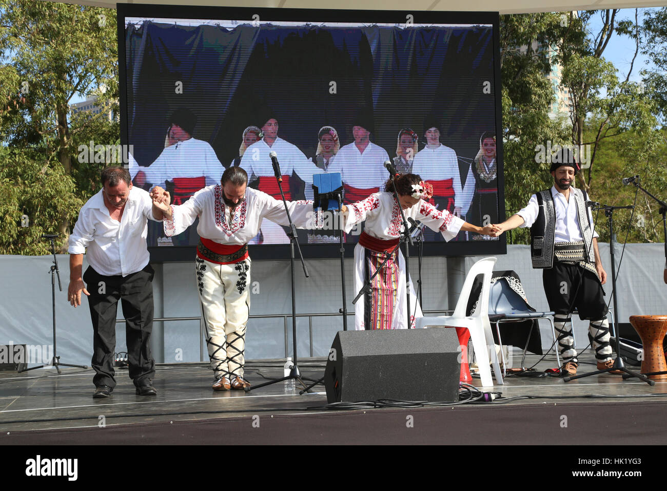 Sydney, Australien. 4. Februar 2017. Der serbische Festival Sydney abgehaltenen Tumbalong Park, Darling Harbour, Vitrinen traditionelle serbische Kultur und Kulinarik. Bildnachweis: Richard Milnes/Alamy Live-Nachrichten Stockfoto
