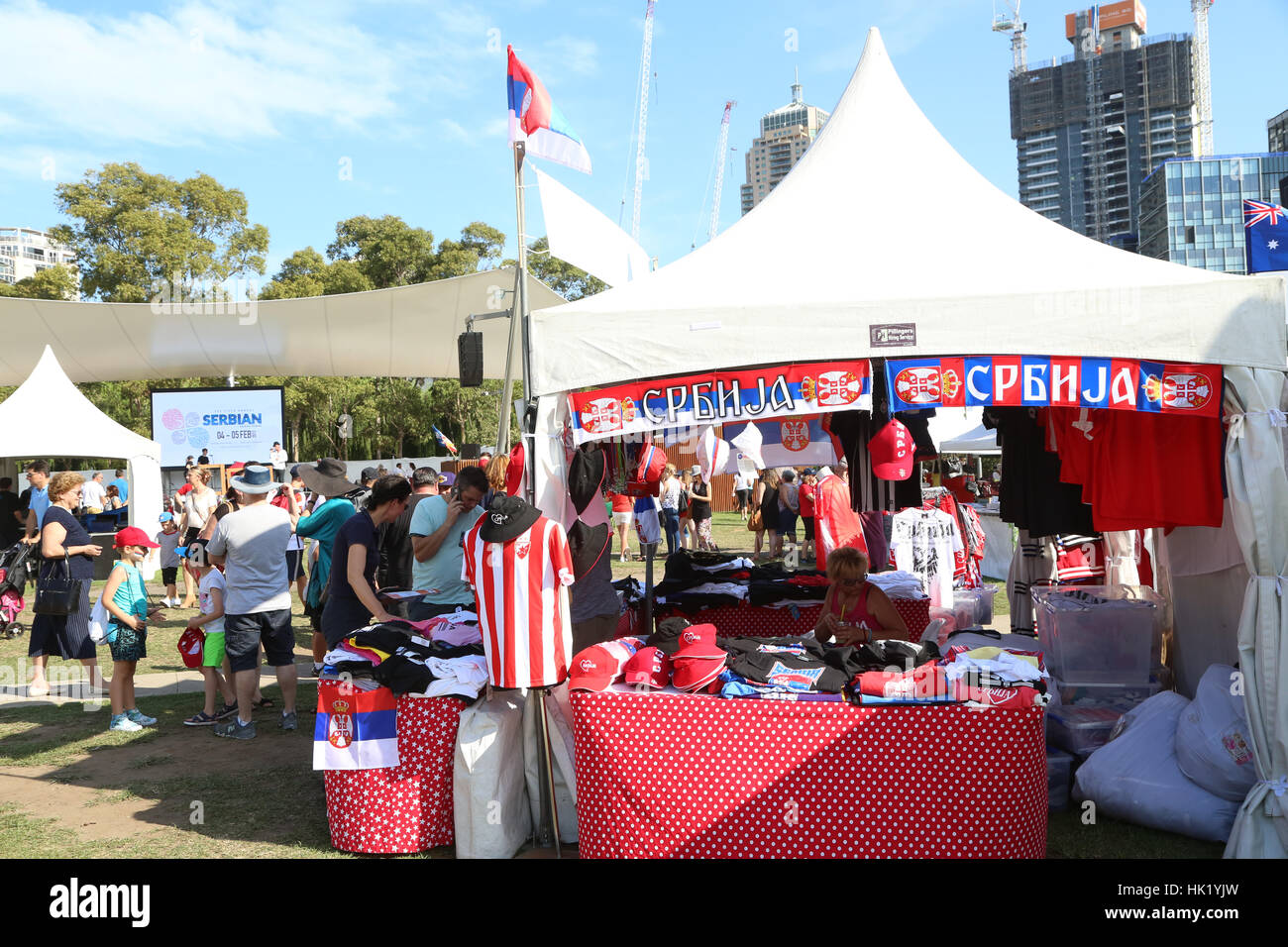Sydney, Australien. 4. Februar 2017. Der serbische Festival Sydney abgehaltenen Tumbalong Park, Darling Harbour, Vitrinen traditionelle serbische Kultur und Kulinarik. Bildnachweis: Richard Milnes/Alamy Live-Nachrichten Stockfoto