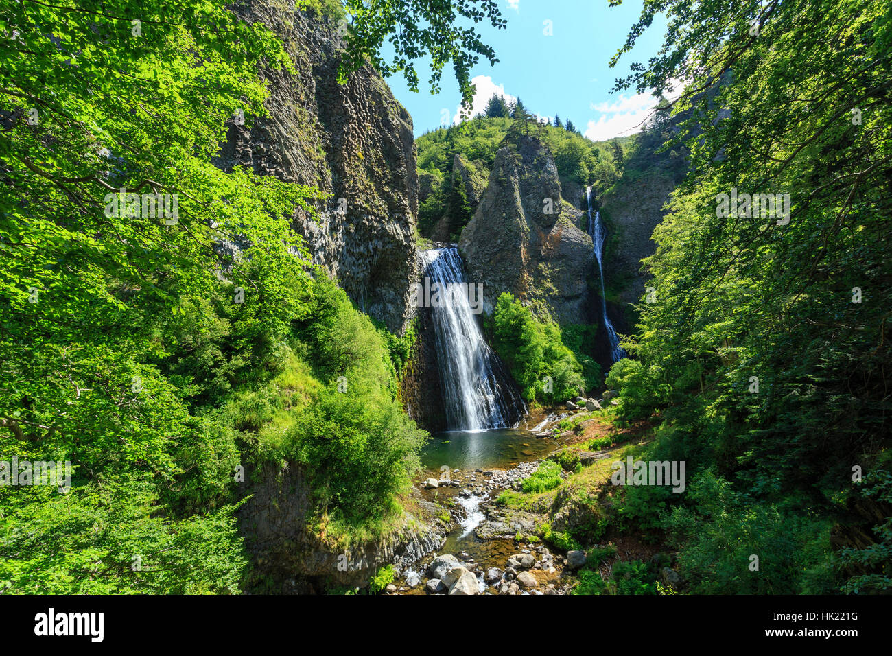 Ray Pic Wasserfall, Pereyres, regionale Naturpark der Berge der Ardèche, Ardeche, Frankreich Stockfoto
