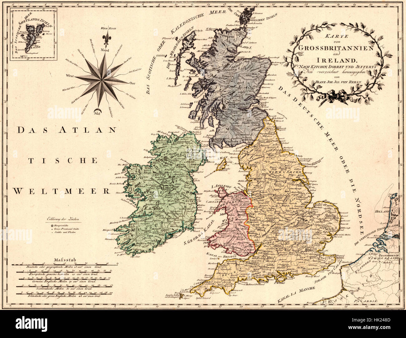 Karte von Großbritannien 1795 Stockfoto