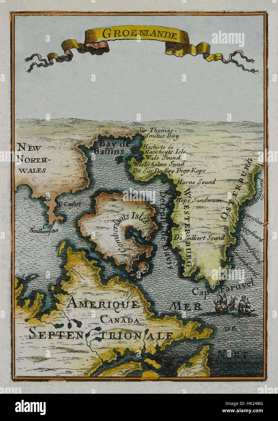 Karte von Grönland 1683 Stockfoto