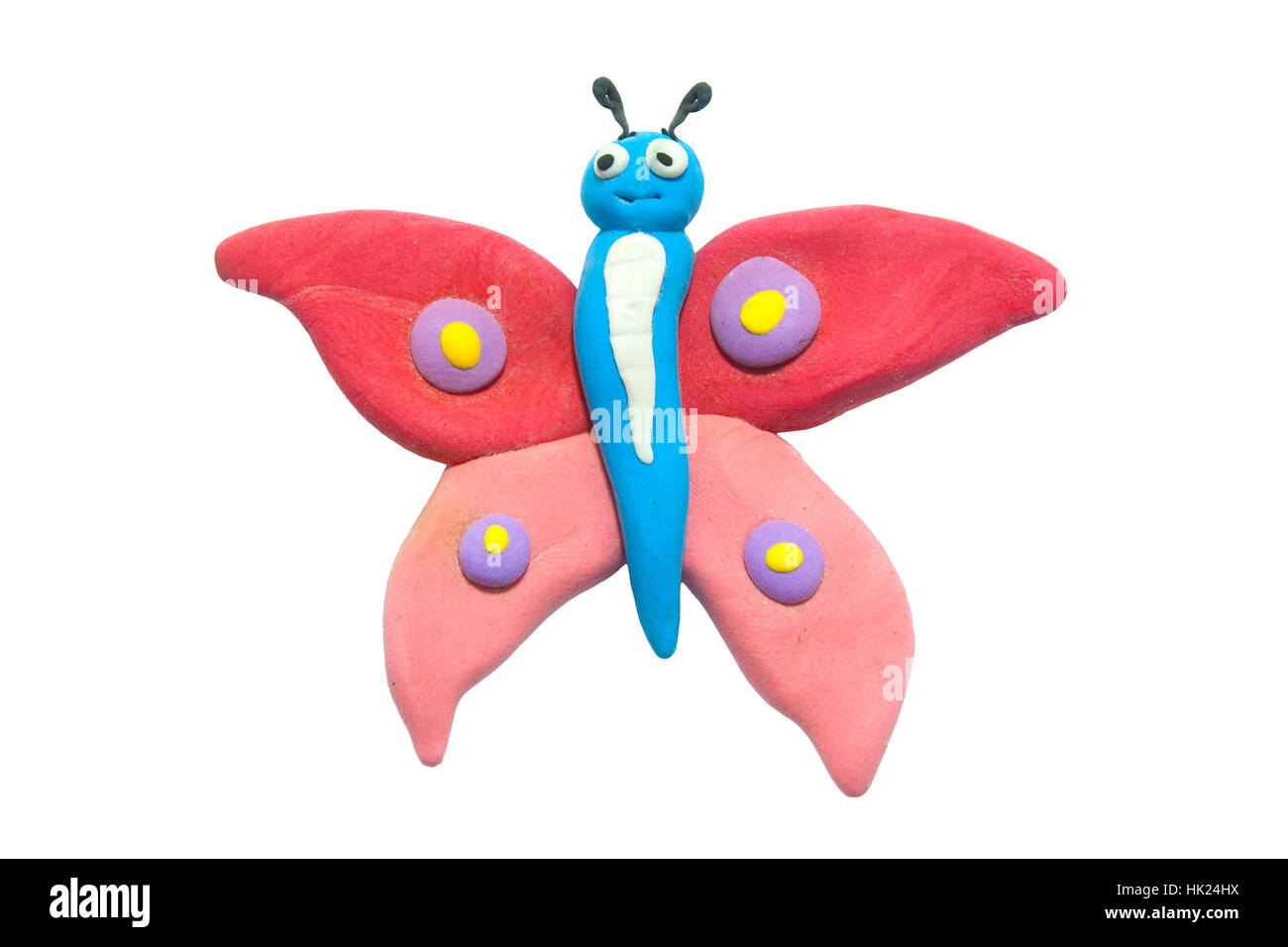 Niedlichen bunten Ton Schmetterling Isolated On White Stockfoto