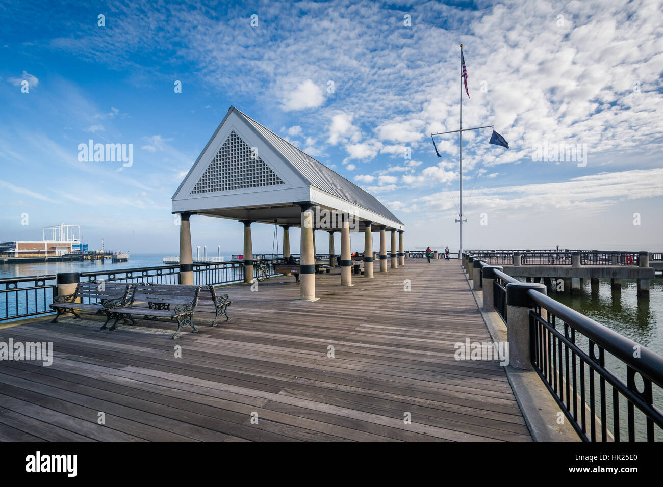 Angelsteg an der Waterfront Park, in Charleston, South Carolina. Stockfoto