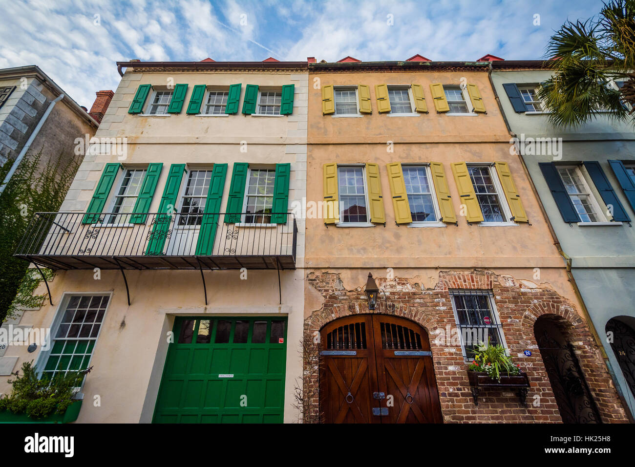 Historische Häuser in Charleston, South Carolina. Stockfoto