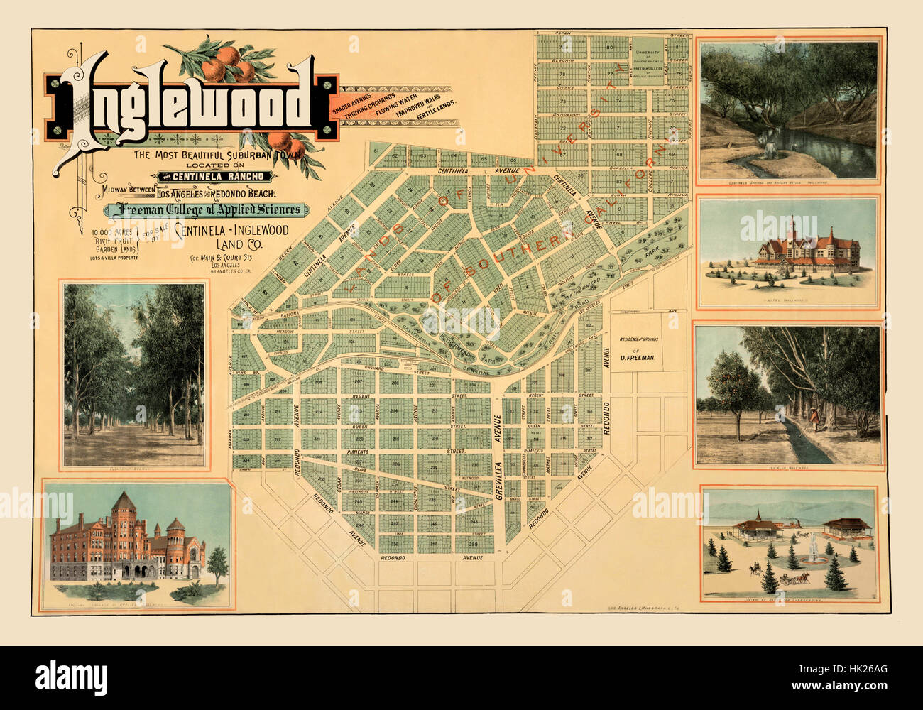 Karte von Inglewood 1885 Stockfoto