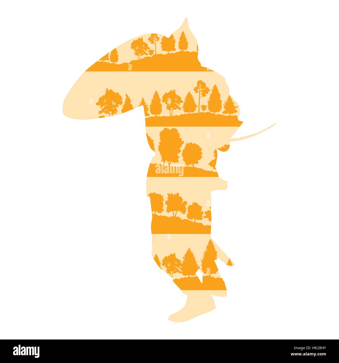 Mittelalterliche Ritter oder Alter Krieger Vektor Hintergrund Konzept der Wald Bäume Fragmente isoliert auf weiss Stock Vektor