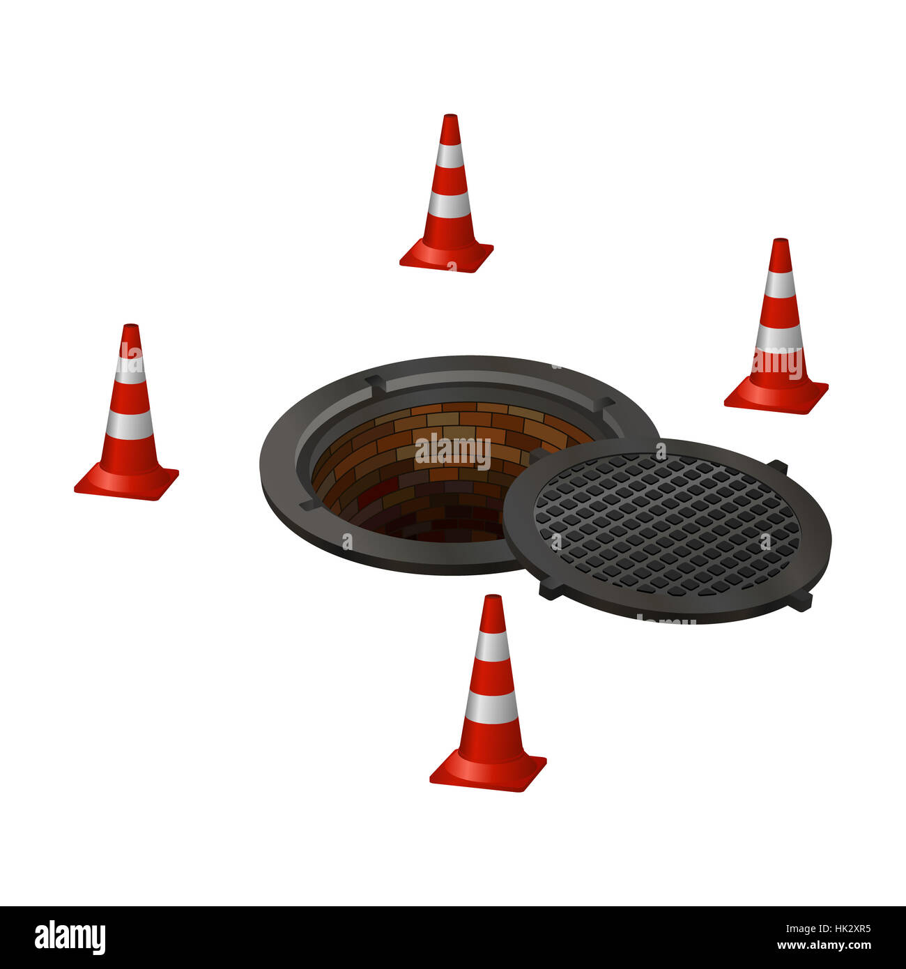 Öffnen Sie die Klappe mit vier Zapfen. Foto-Illustration. Stockfoto