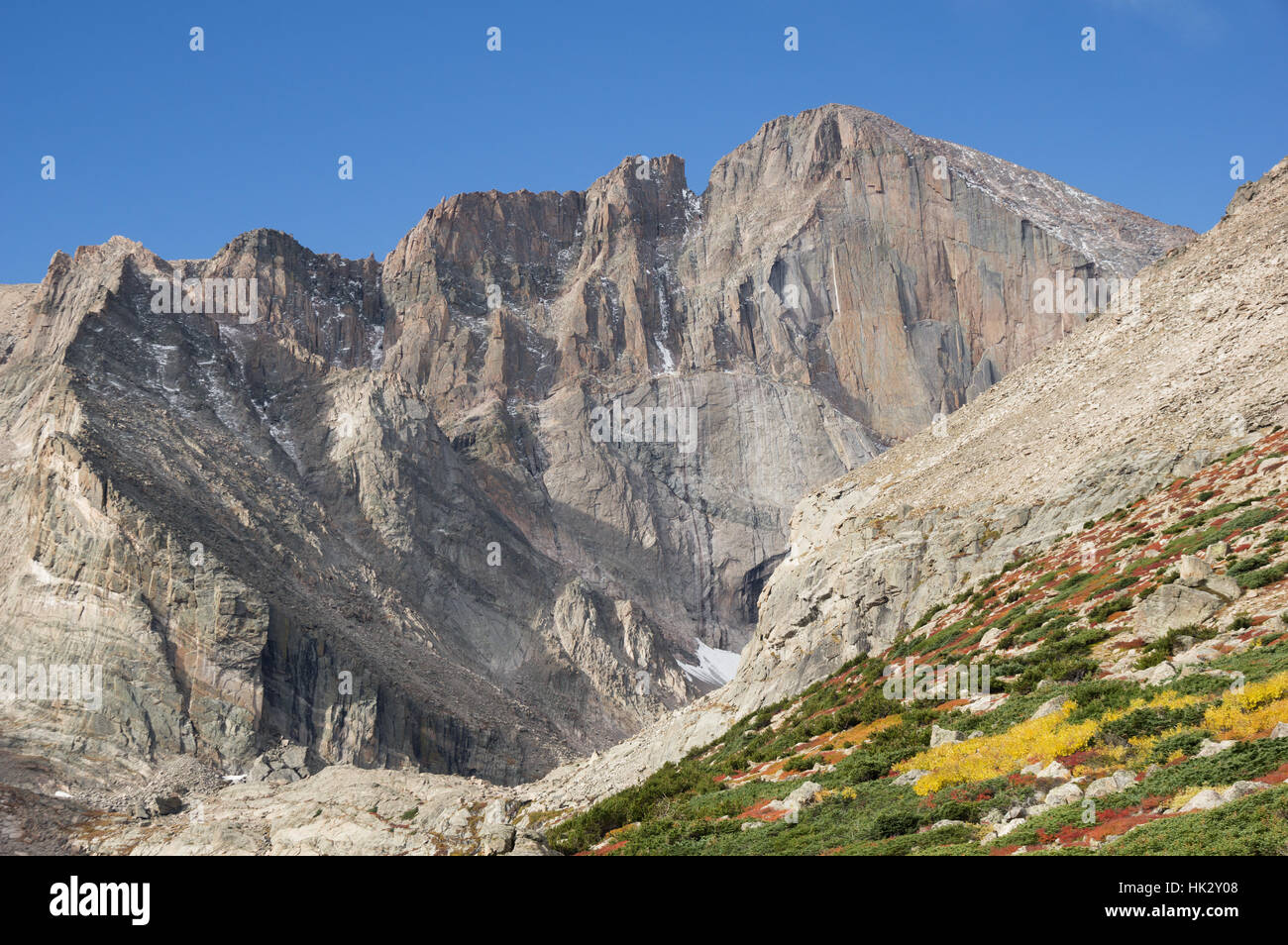 Das Diamant-Gesicht auf Longs Peak in den Rocky-Mountain-Nationalpark Stockfoto