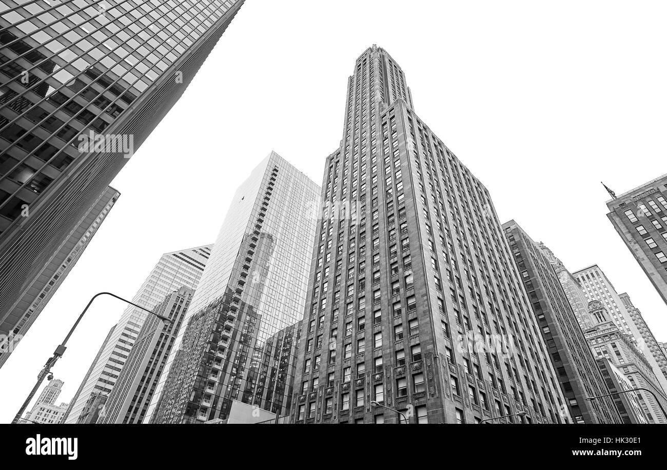 Blickte zu modernen und historischen Wolkenkratzer Chicago, Illinois, USA. Stockfoto