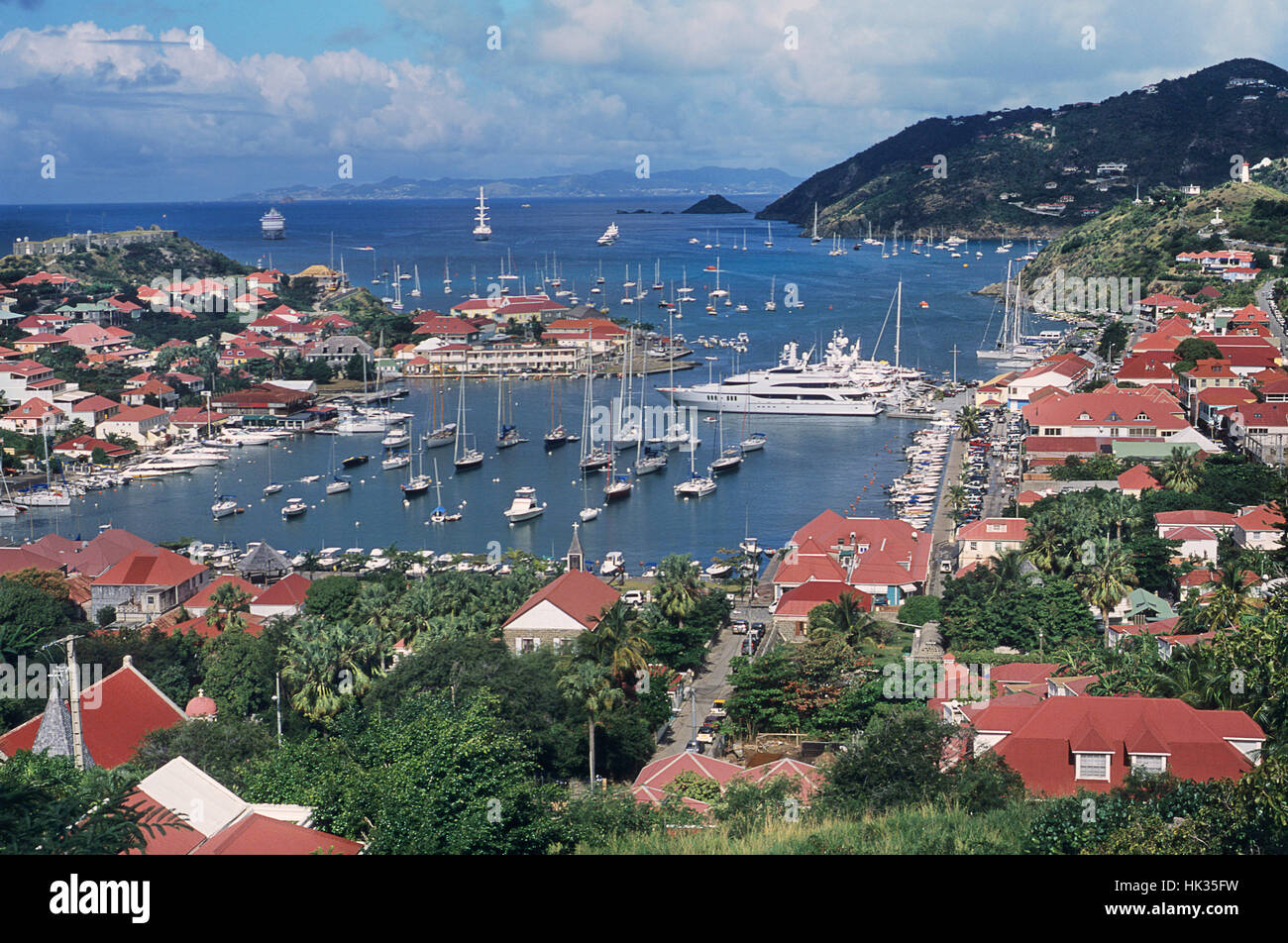 Überblick über Gustavia, der Hauptstadt von St. Barts, Karibik French West Indies Stockfoto
