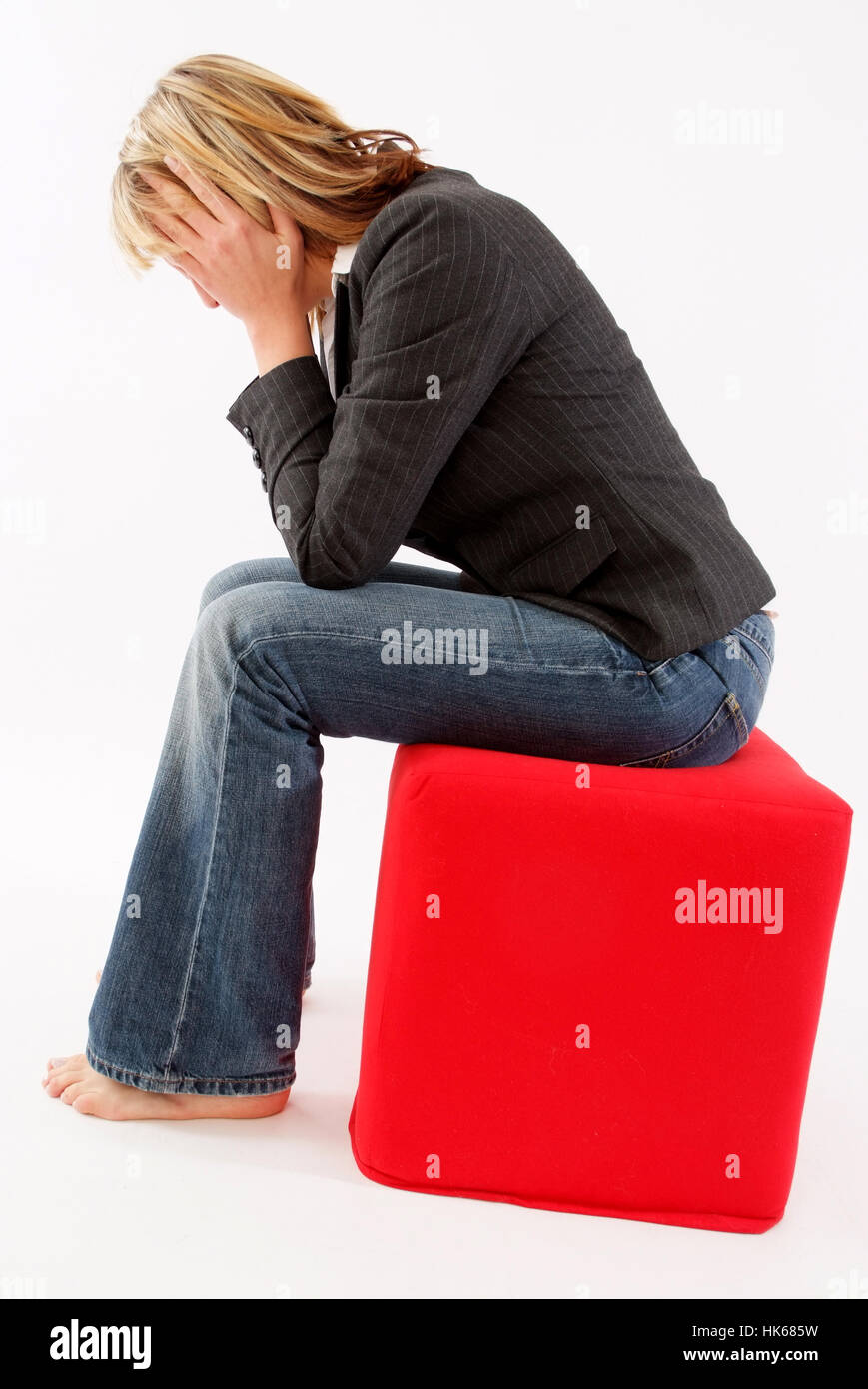 Junge Frau mit Depressionen Stockfoto