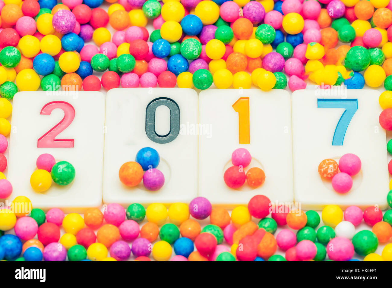 Neue Jahr 2017 Hintergrund mit bunten Konfetti Stockfoto