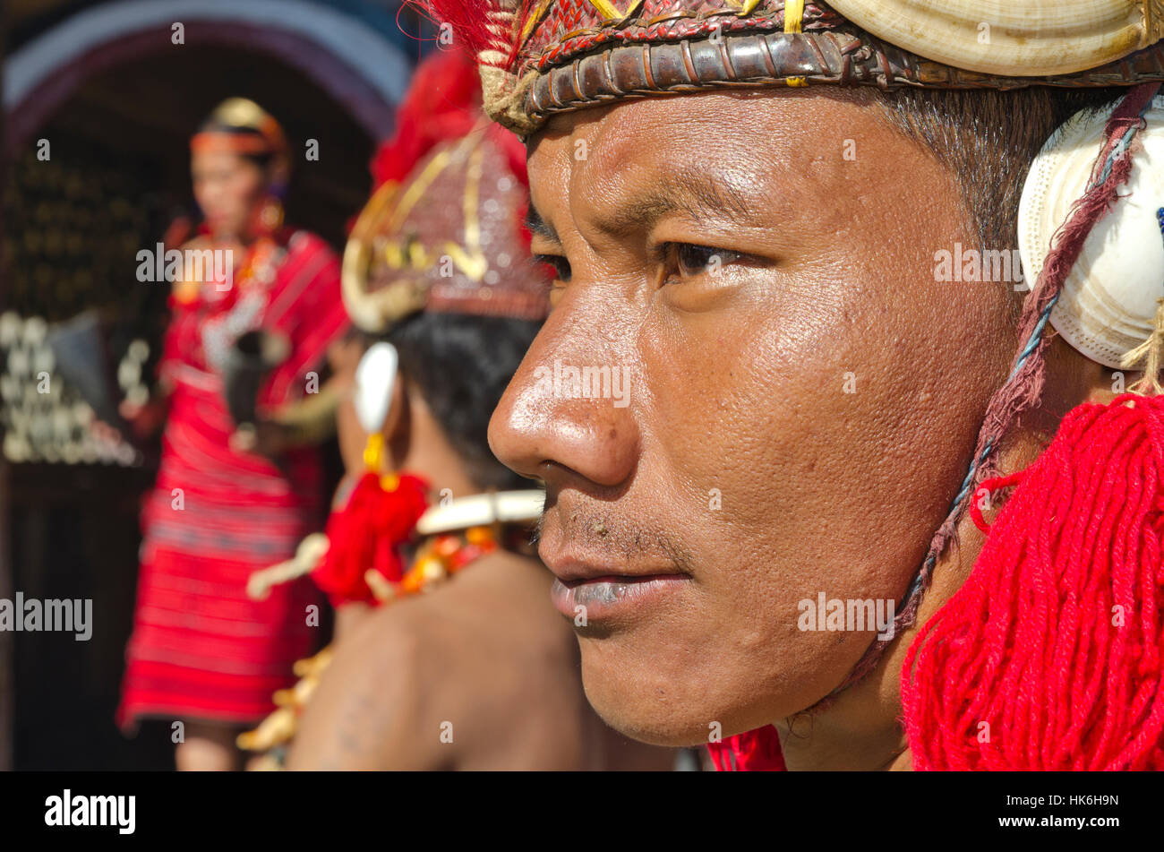 Phom - Krieger voll eingerichtete an HORNBILL-Festival Stockfoto