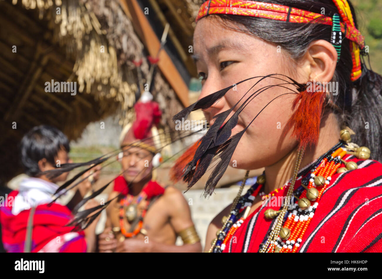 Frauen Der phom-Stamm bei HORNBILL-Festival Stockfoto