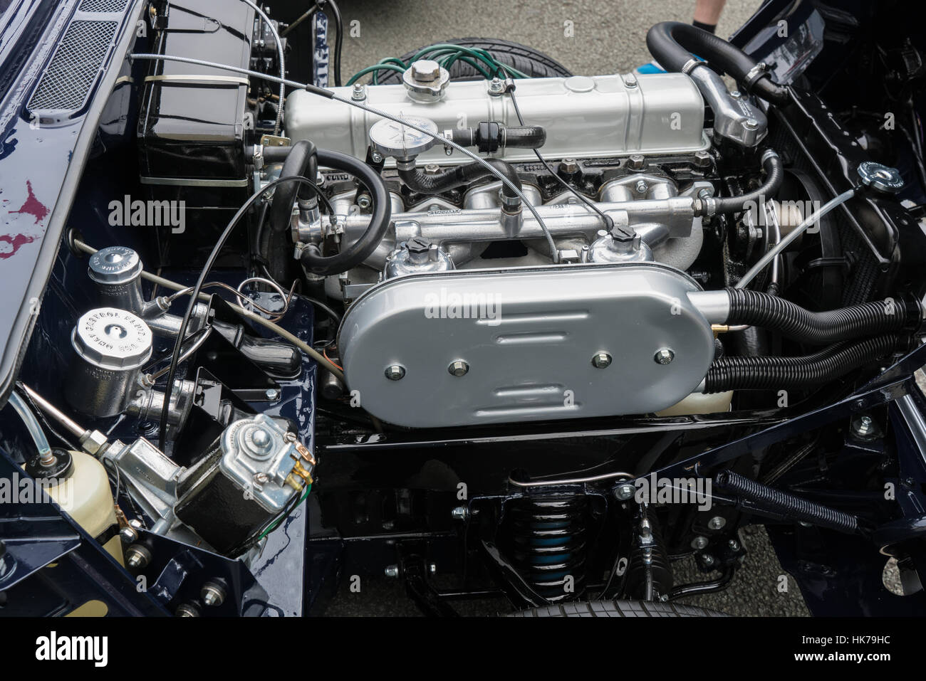 Gerade sechs Zylinder-Motor von einem Triumph Vitesse in Prestatyn Flower Show Stockfoto