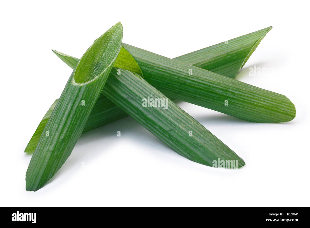 Gehackte grüne Porree, Lauch oder Frühlingszwiebeln (Allium Fistulosum) Stockfoto