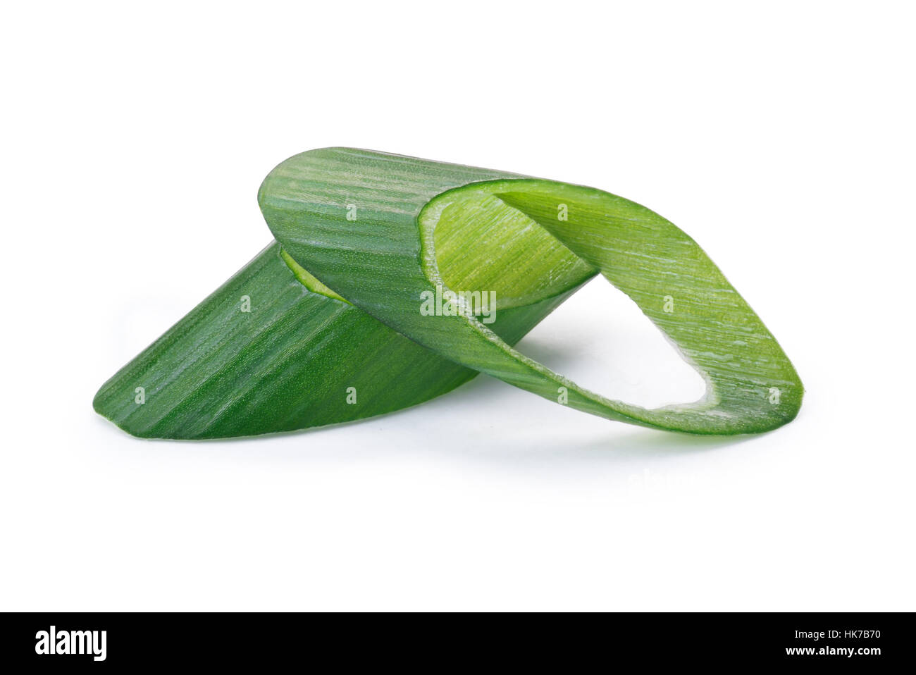 Gehackte grüne Porree, Lauch oder Frühlingszwiebeln (Allium Fistulosum) Stockfoto