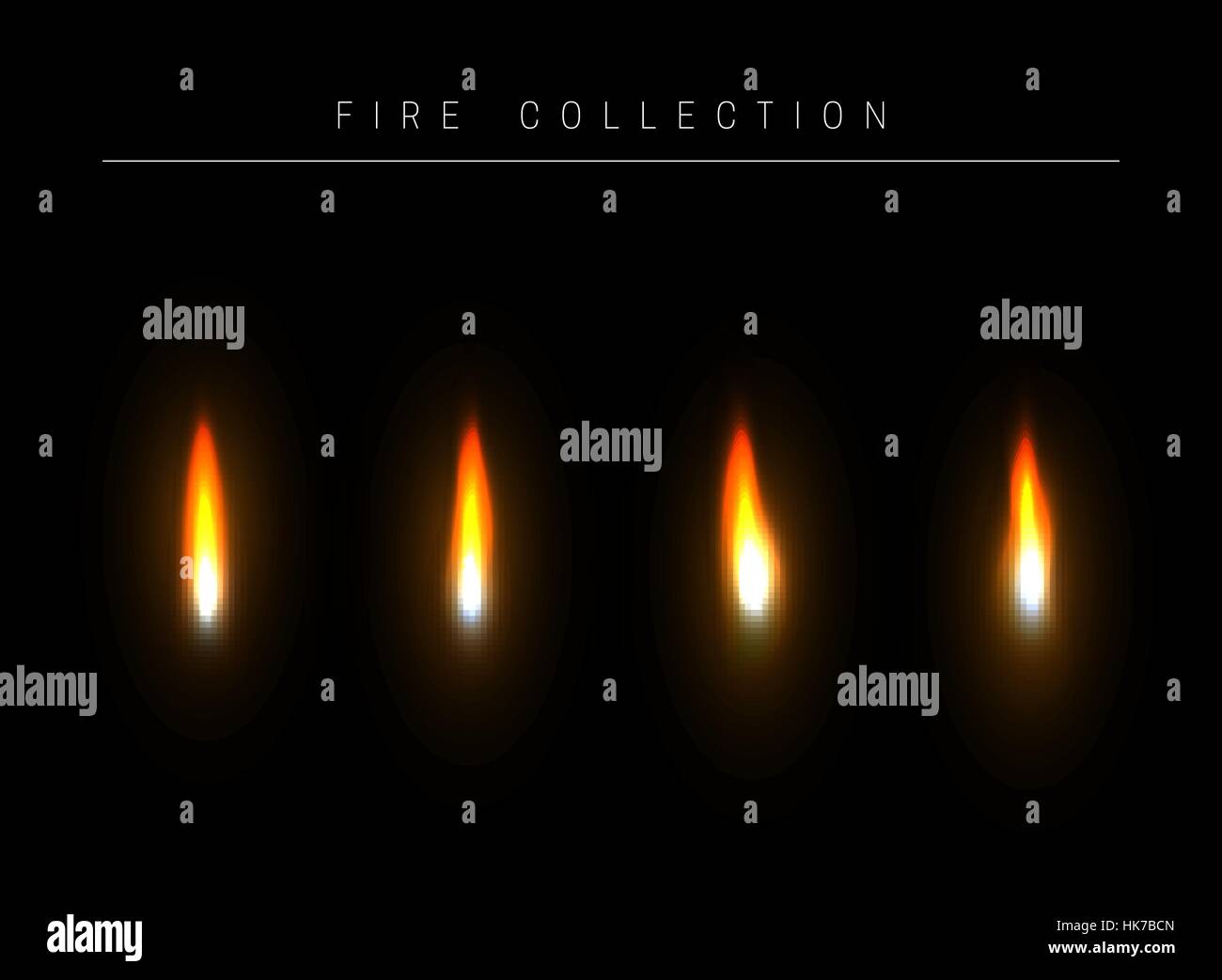 Realistische Feuer Flamme isoliert Lichteffekt. Stock Vektor