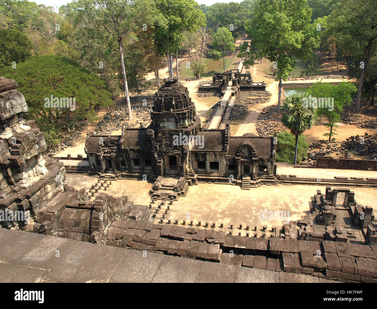 Türme mit Gesichtern in Angkor Wat Tempelanlage in Kambodscha und das größte religiöse Bauwerk der Welt. UNESCO-Weltkulturerbe. Stockfoto