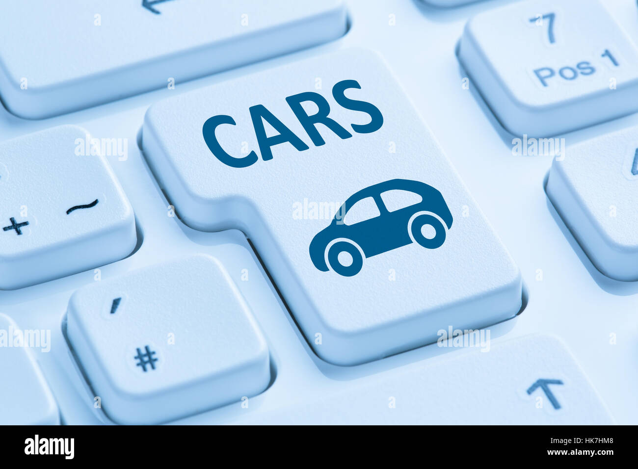Verkauf kauf Auto Autos Button online blaues Symbol Tastatur Stockfoto