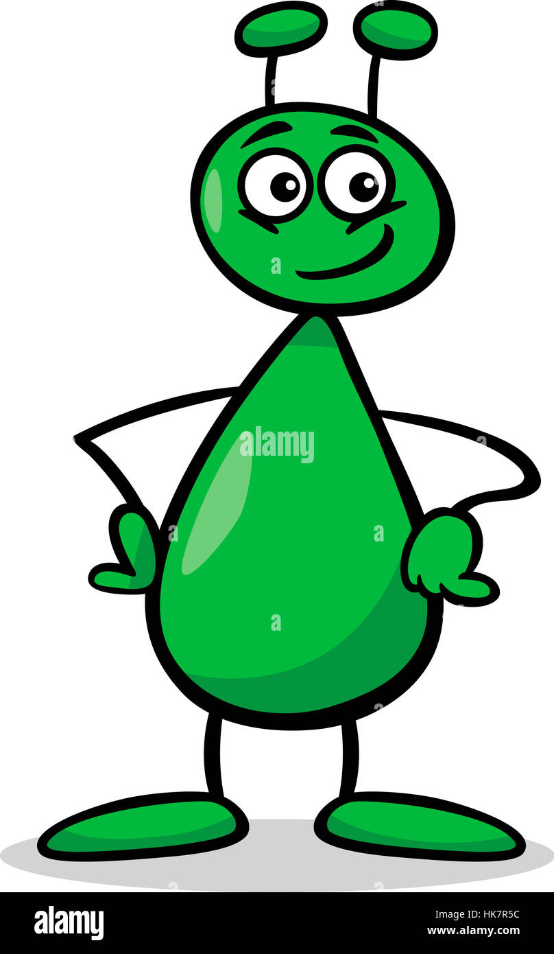 Cartoon-Illustration von lustigen Alien oder Martian Comic-Figur Stockfoto