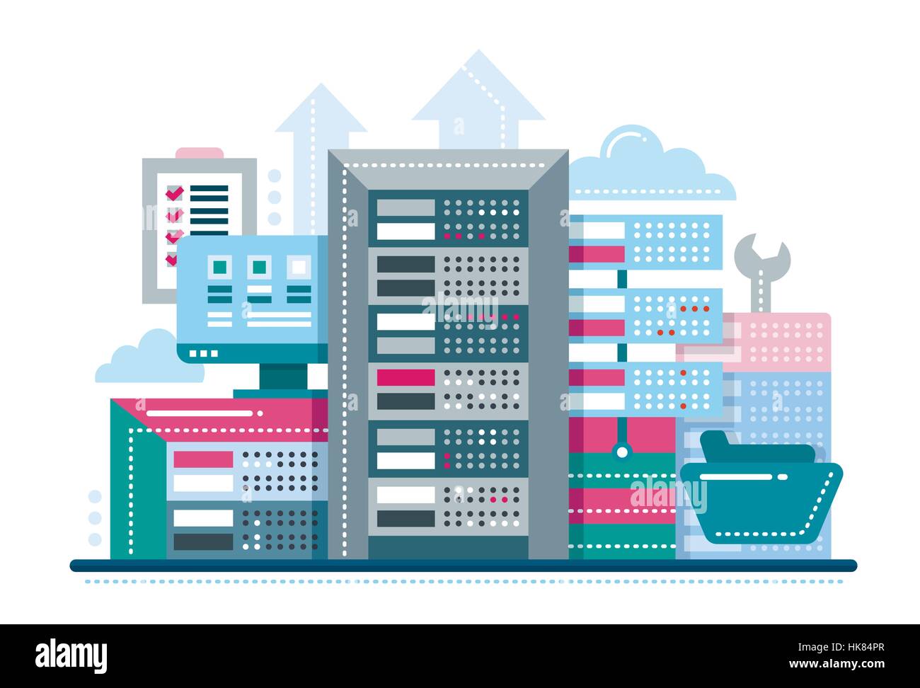 Server - flaches Design Website banner Stock Vektor