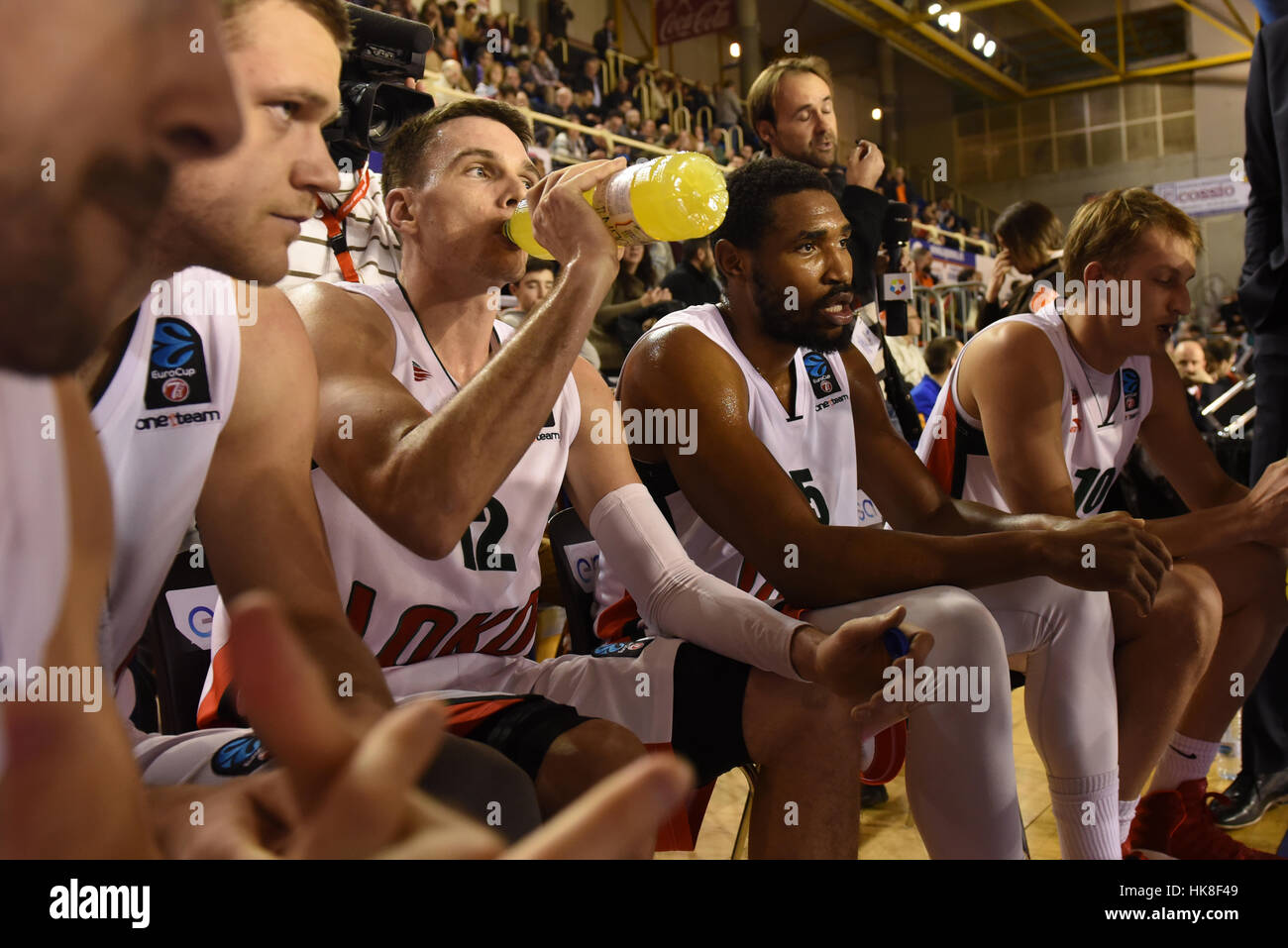 Fuenlabrada, Spanien. 25. Januar 2017. Lokomotiv Kubans Spieler im Bild während der Eurocup Basketball-match zwischen Montakit Fuenlabrada und Lokomotiv Kuban Krasnodar. Bildnachweis: Jorge Sanz/Pacific Press/Alamy Live-Nachrichten Stockfoto