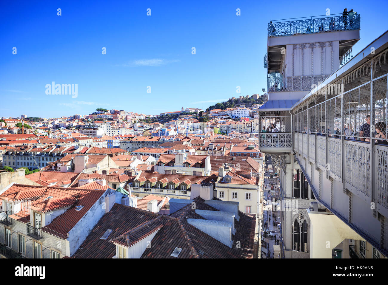 Lissabon, PORTUGAL - ca. Oktober 2016: Der Elevador de Santa Justa in der Stadt Lissabon, Portugal. Stockfoto