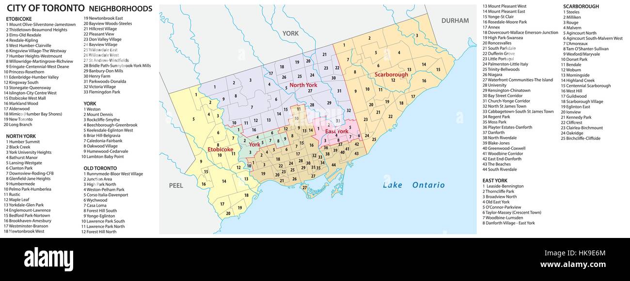 Nachbarschaft Vektorkarte von der kanadischen Stadt Toronto Stock Vektor