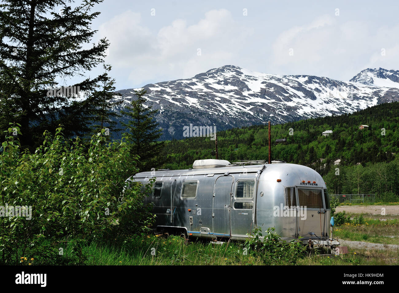 RV Hause in Alaska Hintergrund Stockfoto
