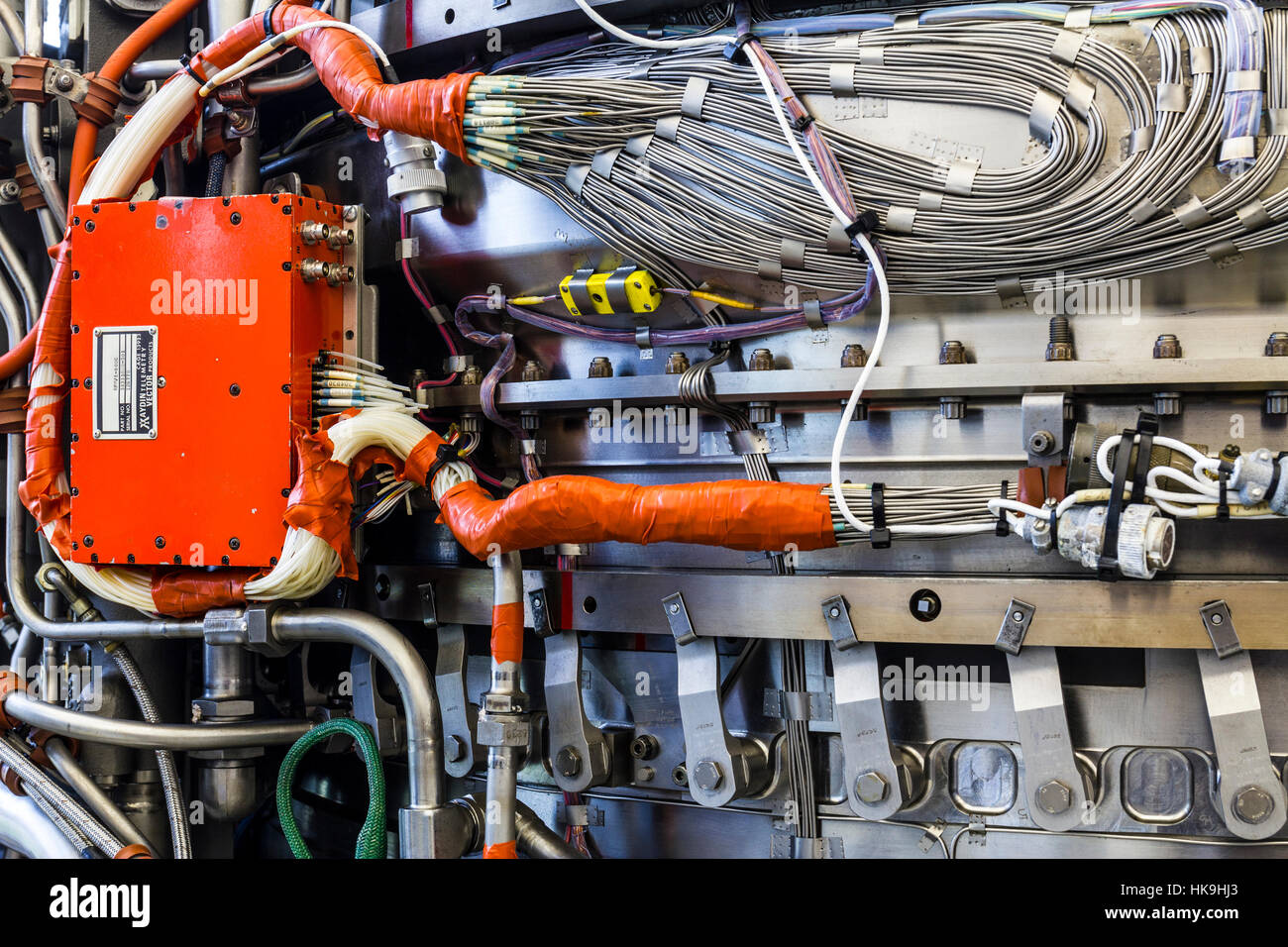 Indianapolis - Circa Januar 2017: Außen eine F135 Jet Engine, Teil der Rolls-Royce LiftSystem benutzt im STOVL-F-35 Lightning II c Stockfoto