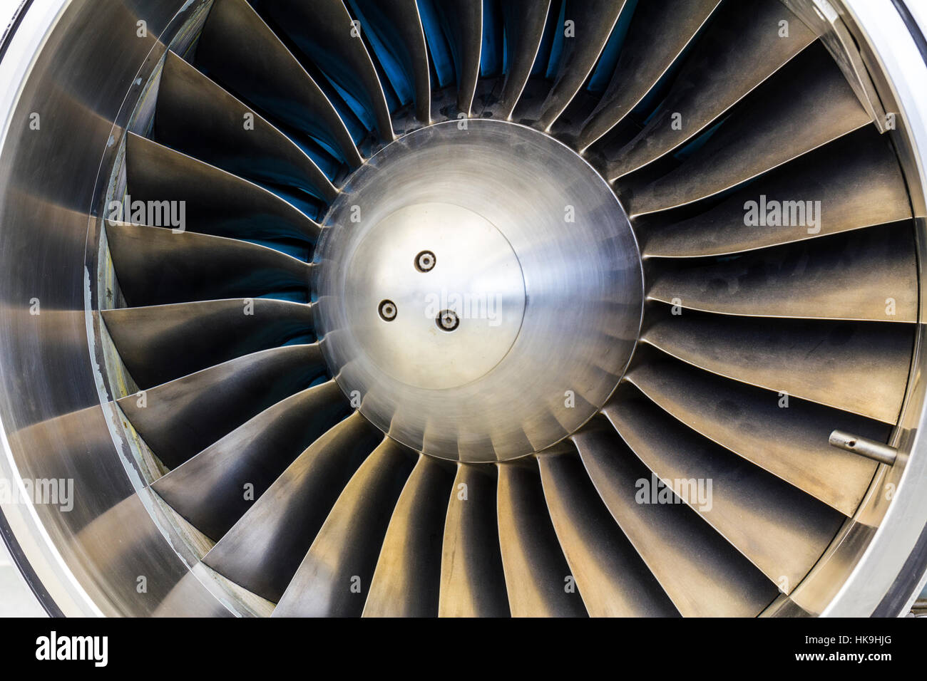 Turbinenschaufeln ein Flugzeug Jet Engine ich Stockfoto