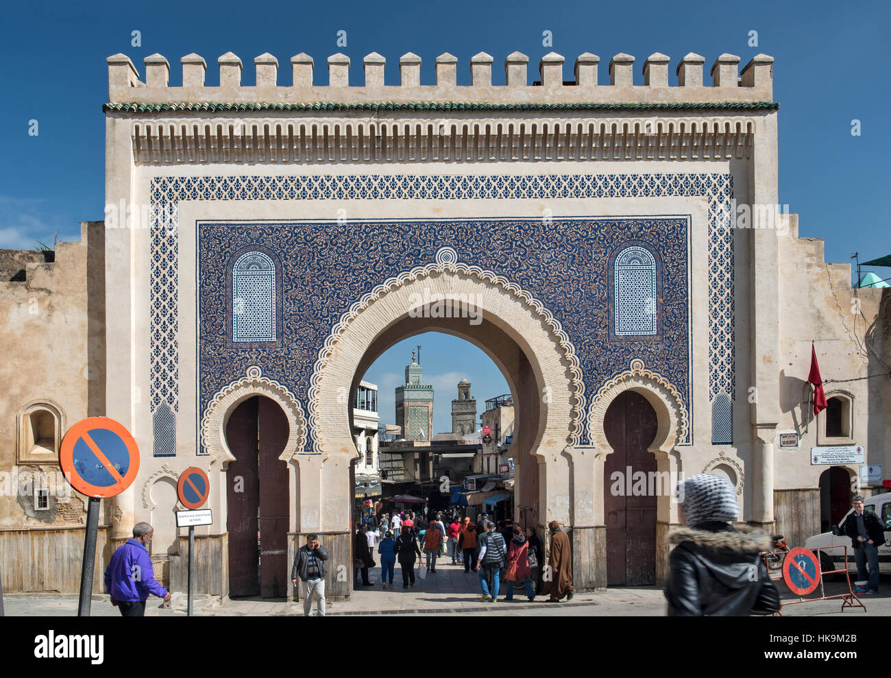Bab Boujeloud, das blaue Tor In Fes, Marokko Stockfoto