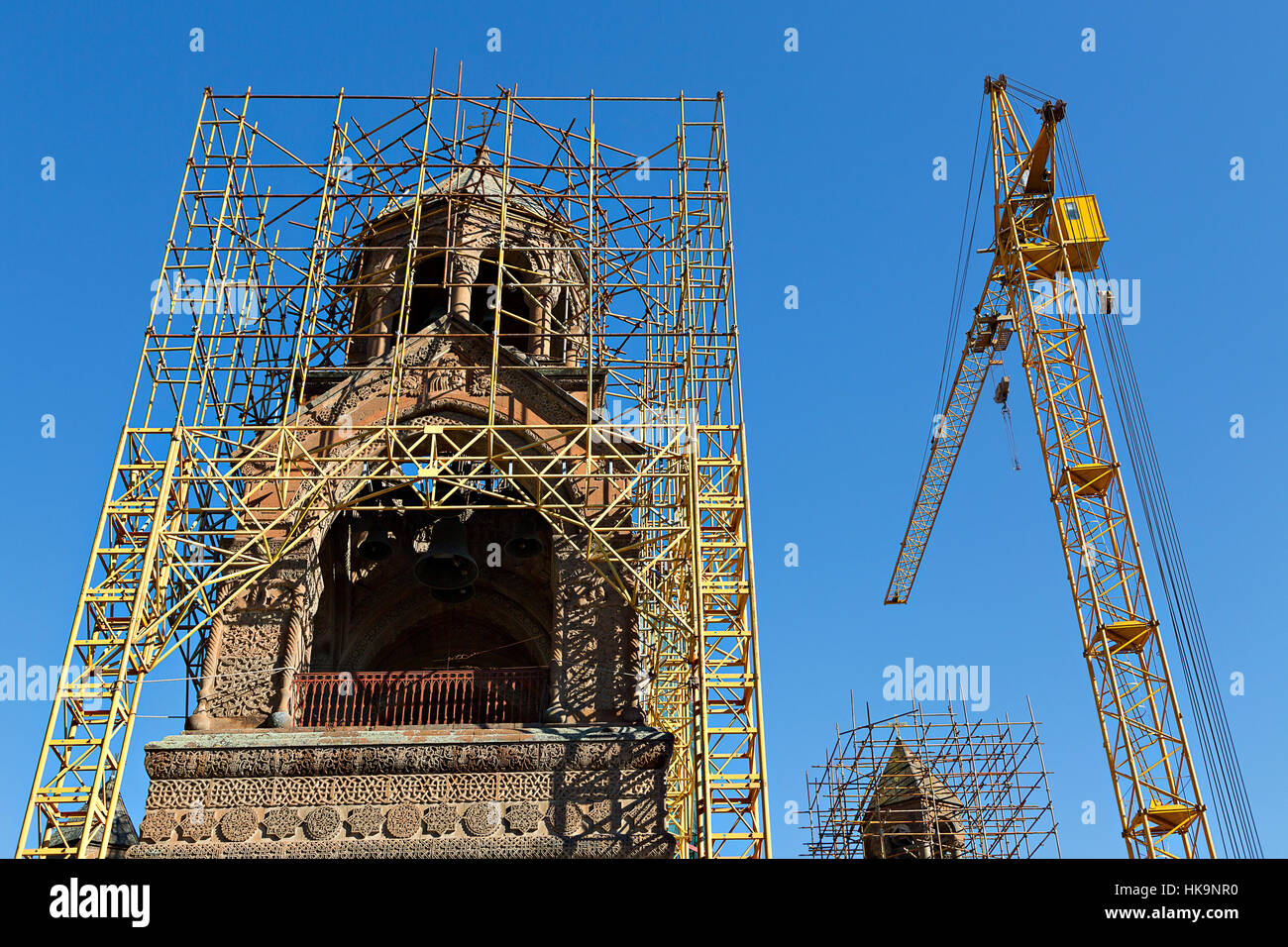 Restaurierung des Glockenturms der Etchmiadzin Kathedrale in Vagharshapat, Armenien Stockfoto