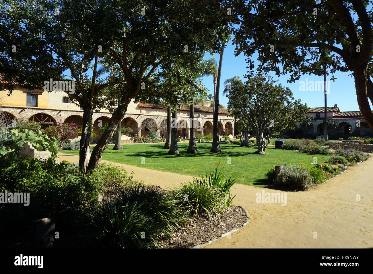 Der Hof an Mission San Juan Capistrano Stockfoto