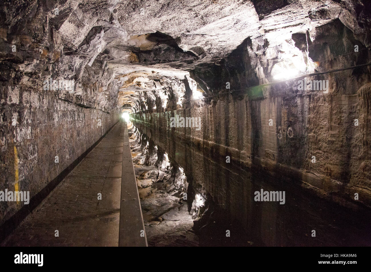 Tunnel auf dem Union-Kanal. In Fels gehauen. Stockfoto