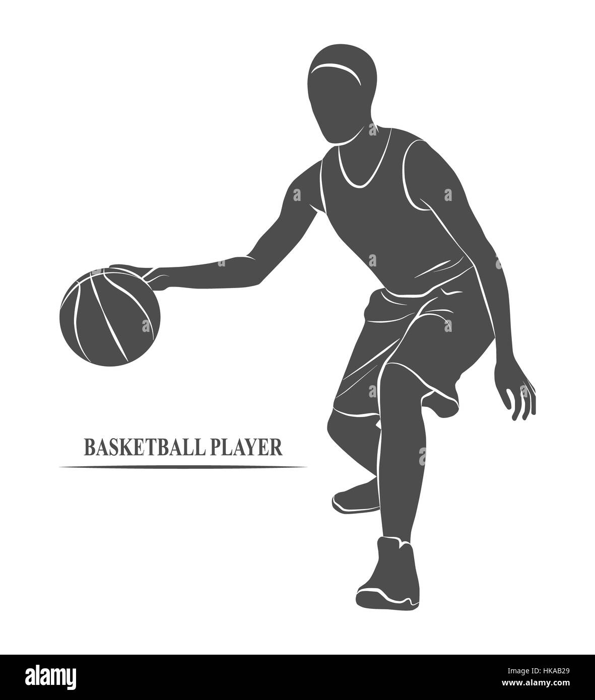 Symbol-Spieler im Basketball auf einem weißen Hintergrund. Foto-Illustration. Stockfoto